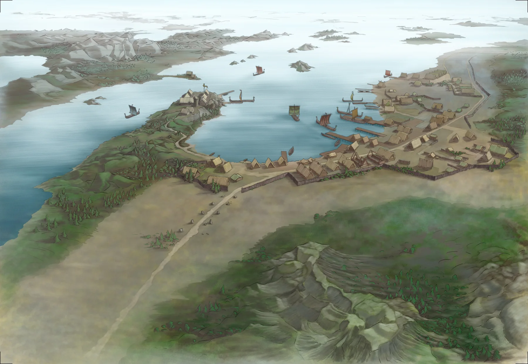 Original Kaupang harbour concept art